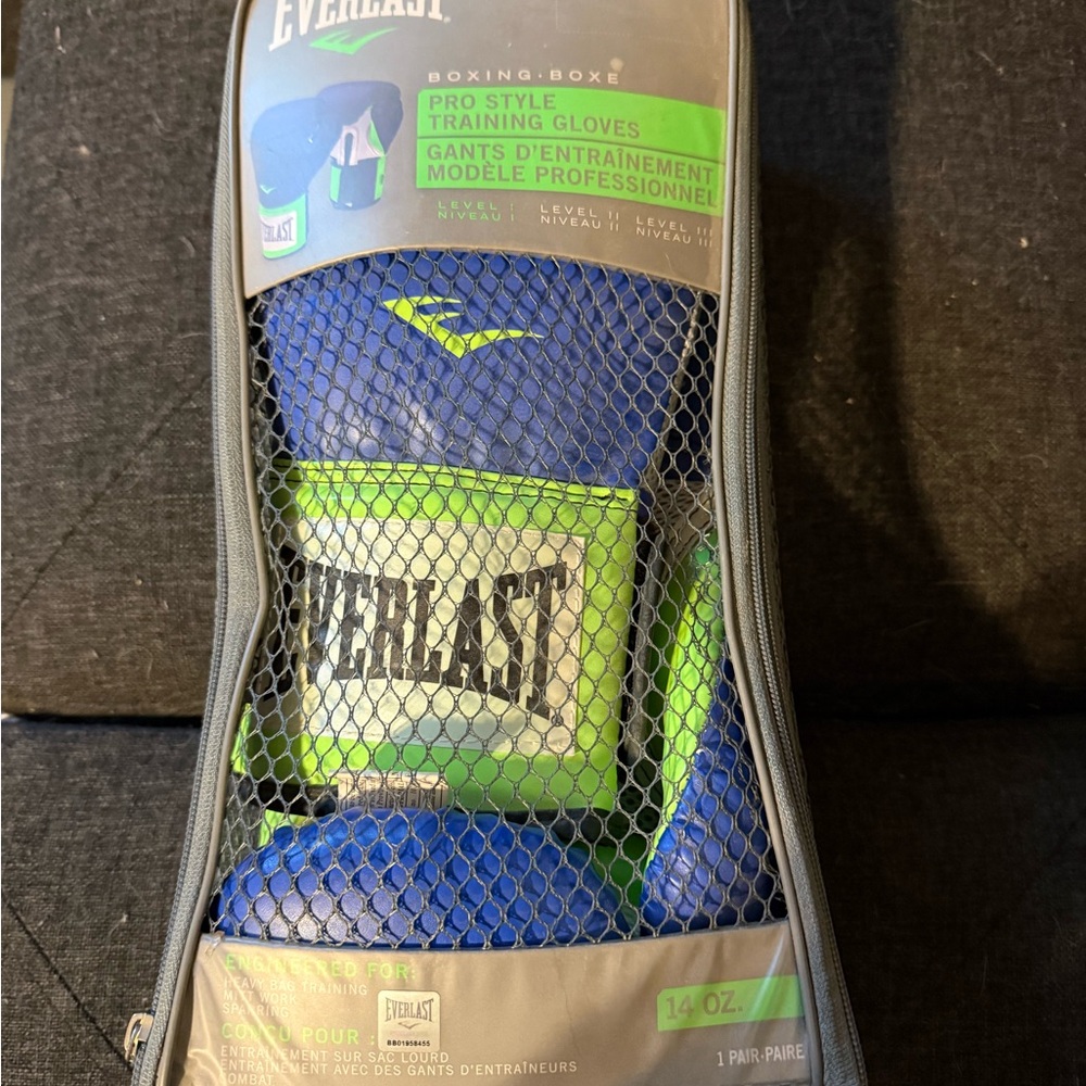 Everlast Pro Style Blue and Green Training Gloves